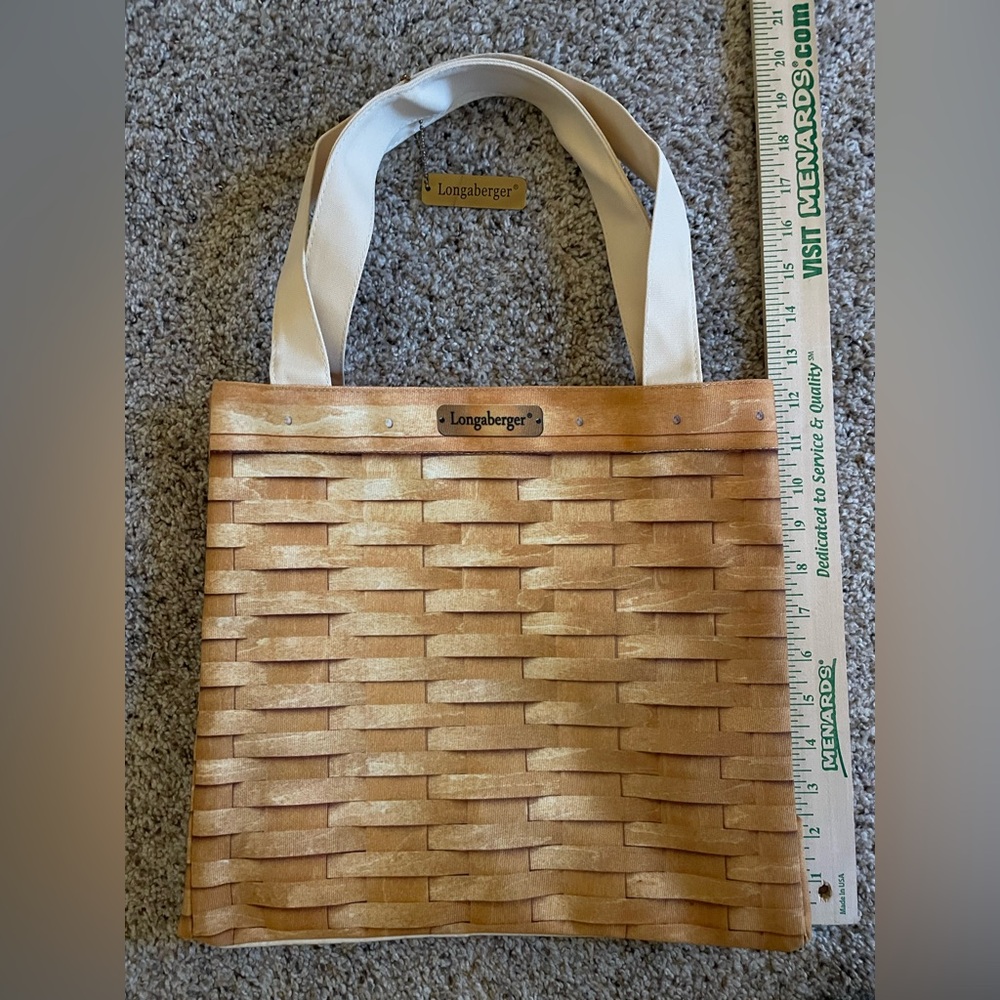 Longaberger Tan Woven-Style Tote with Cream Straps - Picture 5 of 7